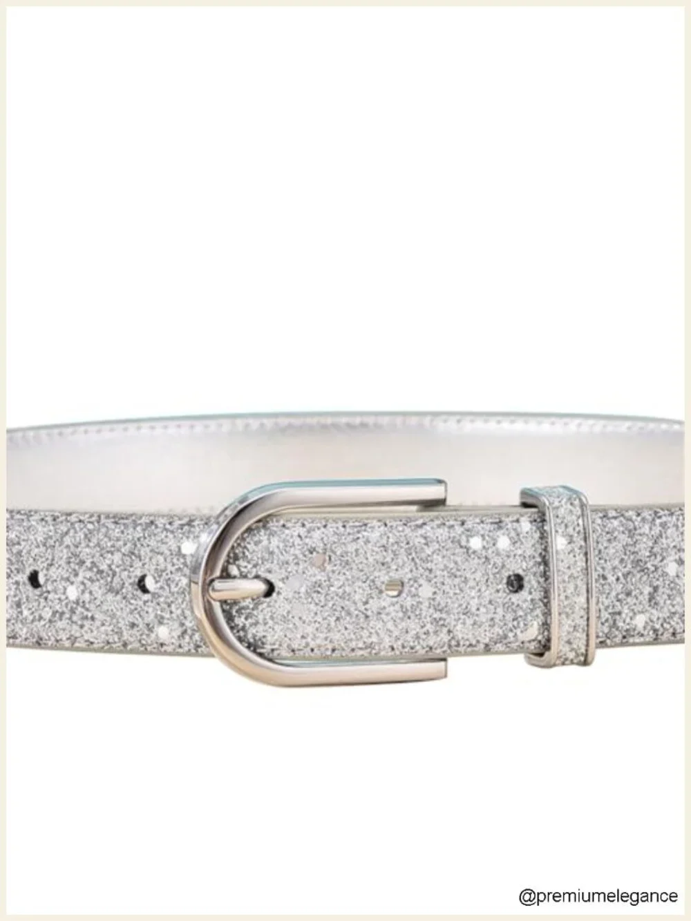 Sparkly PU Leather Belt for Women Skinny Sequin Waist Belt